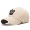 Beigekleurige baseballpet met goudkleurig geborduurde H-letter en klassieke schildpatch - Verstelbaar / Lichtbeige