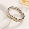 Pulsera elástica de acero inoxidable plateado con estrella y puntos dorados - Estilo de Estrella de 12mm / Bicolor (Oro y Plata)