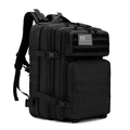 Black 50L tactical backpack with US flag patch and MOLLE system for hiking and outdoors - 45L / Black