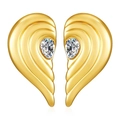 Golden wing earrings with sparkling pear-cut zircon stones in a stylish minimalist design - Wing Shape Rhinestone Inlay (MS-475)