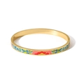 18k gold plated stainless steel bangle with colorful floral enamel painting patterns - Classical Floral Pattern(TB7032-4)