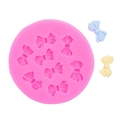 Pink 8-hole bow knot silicone mold for fondant cake decorating and DIY baking crafts - 1# (Round) / Pink