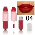 Dunkelroter 2-in-1 Matt-Lippenstift und Lipgloss Kapsel in Farbnummer 04 mit Applikator - Farbe 04