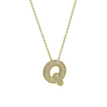 18k gold plated brass necklace featuring a sparkly crystal-encrusted letter Q pendant - Letter Q Necklace
