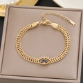 Minimalist 18k gold plated stainless steel bracelet with blue evil eye charm - Gold Evil Eye Braided Chain Style (5289)