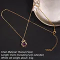Golden titanium steel necklace with purple zircon pendant and elegant bow decoration - Bowknot Round Purple Zirconia Style (No. 24 A903)
