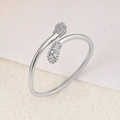 Adjustable silver bow ring with shimmering cubic zirconia micro-pave stones - Silver Match Head Open Ring (6152)