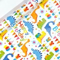 Colorful dinosaur birthday gift wrapping paper with blue and orange cartoon patterns - Birthday Dinosaur / 0.43*3m