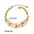 Detailed view of multilayer stainless steel gold chain bracelet with size measurements - JZB1085 Bracelet