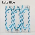 Set of 6 lake blue Christmas candy cane ornaments with white glitter stripes - Set of 6 / Lake Blue