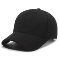 Klassische schwarze Baseballkappe aus Baumwolle mit Stickerei und gebogenem Schirm im Profil - Verstellbar / Schwarz