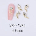 Detailed 6x9mm golden horseshoe flower nail charms with marquise rhinestones and alloy base - Gold Base Clear Rhinestone (AM84)