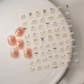 Cartoon nail stickers with gold foil funny expressions on pink fake nails, model Co-069 - CO-069 Gold Stamping Mouth