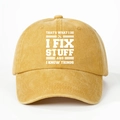 Detail of adjustable buckle and yellow washed cotton texture on the baseball cap - One Size / Yellow