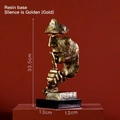 Nordic 'Silence is Golden' abstract gold resin sculpture with black base 33.5cm tall - Silence Is Gold (Gold) - Resin Base
