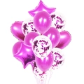 Détail de l'ensemble de ballons rose doré avec étoiles, cœurs et ballons à confettis - Rose rouge