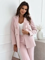 Detail of light pink double-breasted blazer with gold embossed buttons and smooth fabric - S / Pink