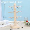 Single-row pine wood glasses display stand for 4 pairs, dimensions 29.7cm by 17.2cm - Single Row 4 Pairs