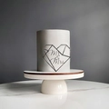 Close-up of geometric heart-shaped silver mirror cake topper featuring Mr & Mrs lettering - Silver Geometric Heart Frame MR&MRS