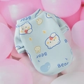 Warm light blue pet sweater with cute bear print and soft fleece lining for small dogs - Sky Blue Bear