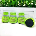 Breathable mesh dog running shoes in neon green with reflective straps and non-slip soles - S / Green