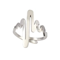 Minimalist heartbeat ECG open ring in polished silver finish for men and women - Heartbeat-Silver