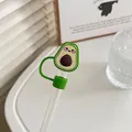 Cute green avocado silicone straw cover cap for 10mm drinking straws in home setting - Avocado / 10mm-Individual Package
