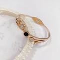 Bracciale in acciaio al titanio oro rosa con cerchio nero e dettagli in zircone - Bracciale Rigido Oro Rosa 361 (361 Rose Gold)