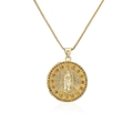 Detail of 18K gold plated necklace with zircon relief pendant and amber stone inlay - Gold with Amber Zircon (22334)