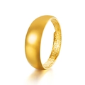 Elegant gold-tone metal ring with smooth exterior and textured inner surface - Smooth Polished (J2294)