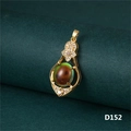 Elegant gold pendant featuring a color-changing thermochromic stone and zircon accents - Gold Temperature Sensitive Vase