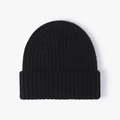 Klassische schwarze gerippte Wollstrickmütze für Winterwärme und täglichen Outdoor-Stil - Einheitsgröße / Schwarz