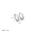 Macro detail of silver hoop earrings showing clear pavé zircon setting and 2.4cm dimensions - Silver Tone Hoop Style with Full Square Zirconia (A0216J)