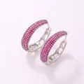 Plata-Diamantes De Imitación Rosa Roja