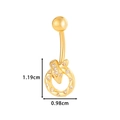Golden belly button ring featuring a snake coiled around a circle with clear gemstones - Snake Ring Style (4#) / Gold