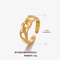 Anello aperto regolabile in acciaio inossidabile dorato con trama a onde irregolari - Stile Irregolare / Oro