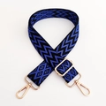 Adjustable bag strap with blue and black wave patterns and rose gold hardware - A24 Black Royal Blue