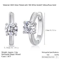 Minimalist double-row moissanite hoop earrings in 18K white gold plated S925 silver - Silver/E13118-5.0