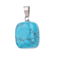 Irregular square turquoise crystal pendant with silver metal clasp for jewelry making - Turquoise