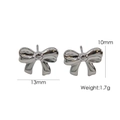 Silberne Schleifen-Ohrstecker aus poliertem Edelstahl, 13mm Breite und 10mm Höhe Maß - Silber Kleine Schleife Ohrringe (YTE2401315-S)