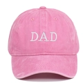 Close-up of DAD embroidery on pink washed cotton vintage baseball cap with sharp detail - Adjustable / Pink