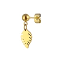 Elegant gold leaf pendant stud earring in polished stainless steel for a minimalist look - Gold Leaf Pendant Style (No. 16) / Gold