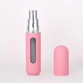 Portable 5ml pink refillable perfume atomizer bottle with matte finish and clear window - Fairy Pink
