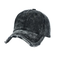 Cappellino da baseball in cotone lavato nero con dettagli logori vintage - Regolabile / Nero