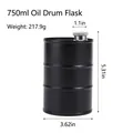 Matte black fuel can style 750ml stainless steel hip flask with detailed measurements - 750ml Black