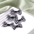 Set of five black and white checkered bow ties for DIY hair accessories and gifts - 1.5x3cm / Black