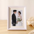 Minimalist white wooden photo frame with beige mat for elegant home decor and wedding display - Athenian White Frame + Mat
