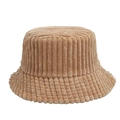 Sombrero de pescador vintage de pana color caramelo con rayas verticales gruesas - M (56-58cm) / Camel