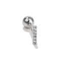 Vertical geometric stainless steel cartilage stud earring with five white cubic zirconia - Straight Bar / White Gold