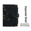 A6 binder cover in black and gold marble pattern with magnetic closure and metal corners - Black Marble With Corners (Cover Only)
